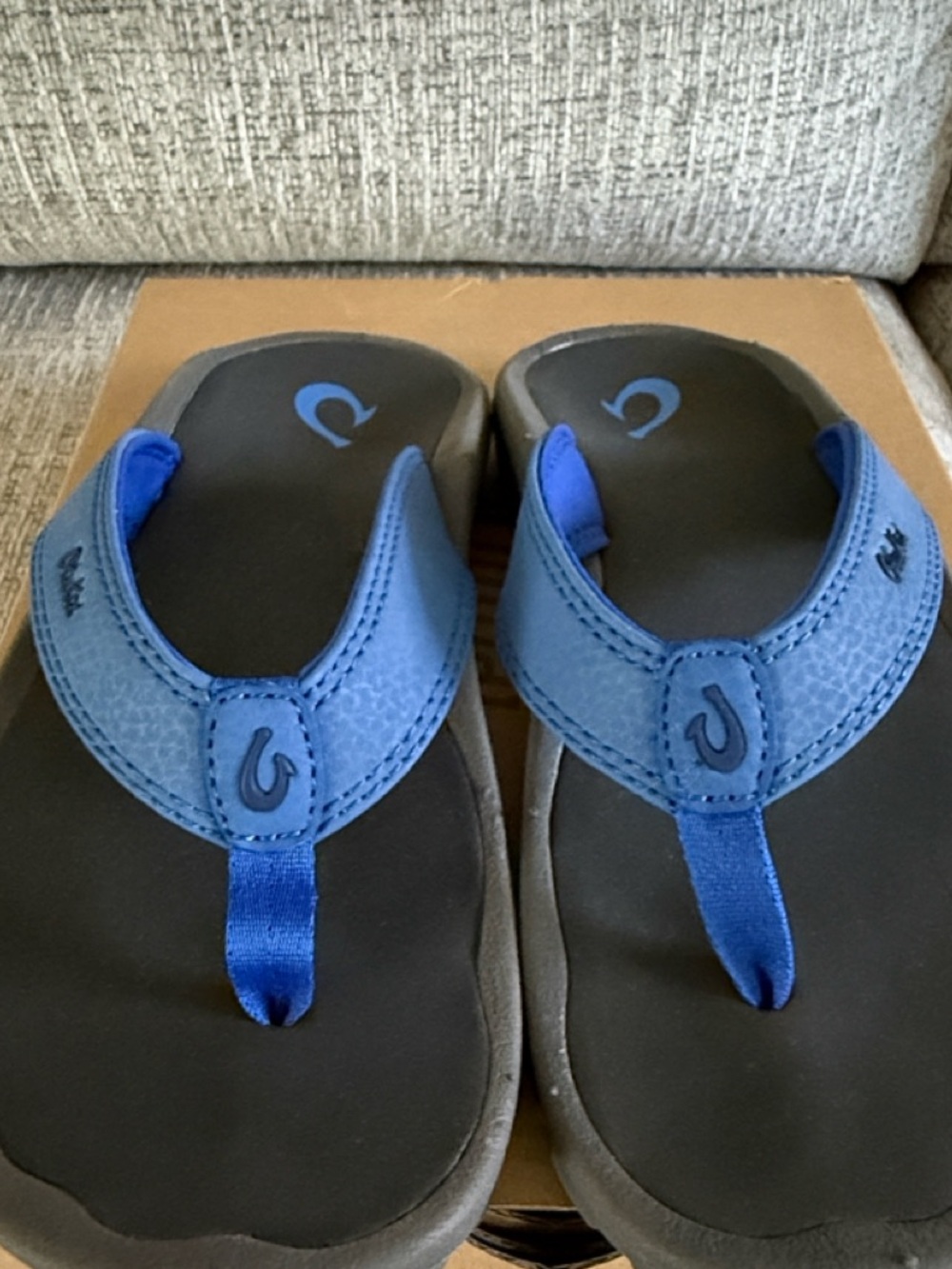 OluKai Boys Ohana Flip Flops Blue & Dark Gray - Picture 4 of 5